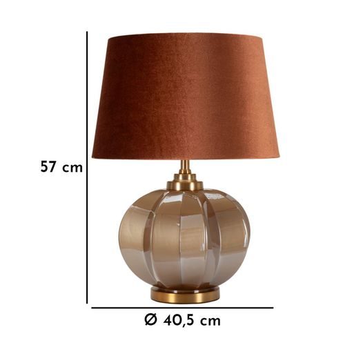 Lampe à Poser Prague En Verre Et Métal 40,5×40,5×57 Cm Avec Abat-jour Beige