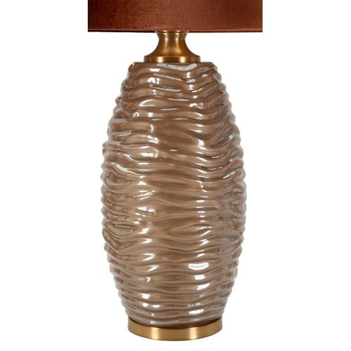 Lampe à Poser Prague En Verre Et Métal 45,5×45,5×79 Cm Avec Abat-jour Beige
