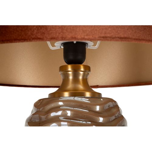 Lampe à Poser Prague En Verre Et Métal 45,5×45,5×79 Cm Avec Abat-jour Beige