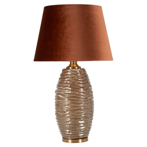Lampe à Poser Prague En Verre Et Métal 45,5×45,5×79 Cm Avec Abat-jour Beige