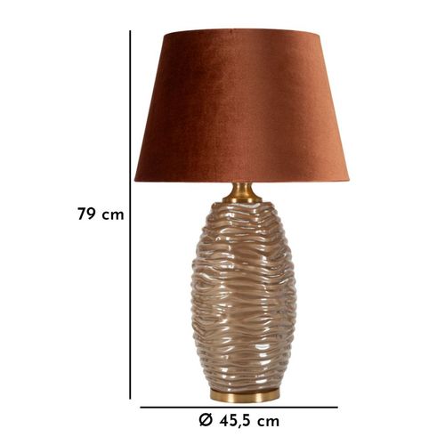 Lampe à Poser Prague En Verre Et Métal 45,5×45,5×79 Cm Avec Abat-jour Beige