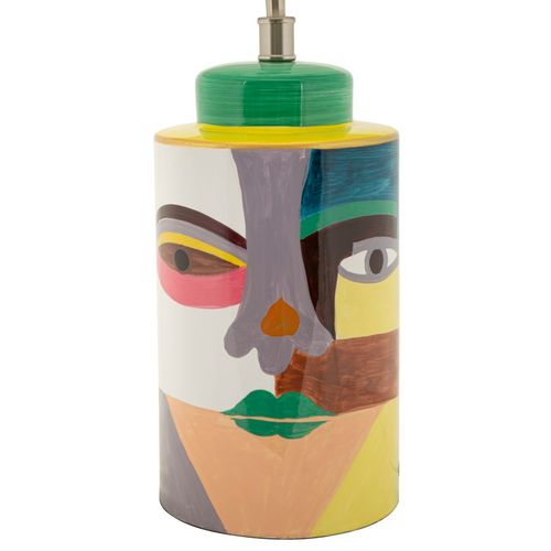 Lampe à Poser Moderne En Céramique 40×40×65 Cm Visage Stylisé Multicolore