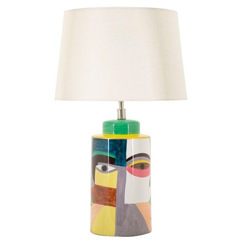 Lampe à Poser Moderne En Céramique 40×40×65 Cm Visage Stylisé Multicolore