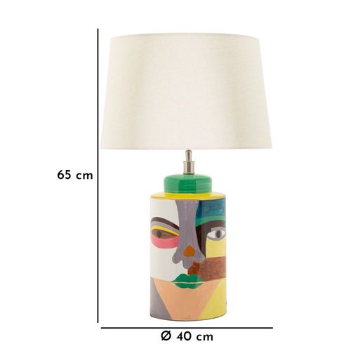 Lampe à Poser Moderne En Céramique 40×40×65 Cm Visage Stylisé Multicolore