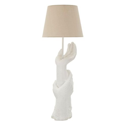 Lampe à Poser Moderne 35×35×93 Cm Sculpture Main Blanche