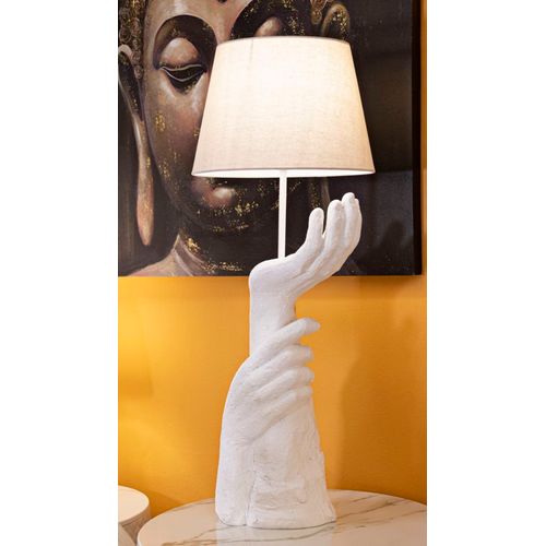Lampe à Poser Moderne 35×35×93 Cm Sculpture Main Blanche