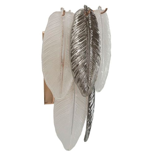 Applique Murale 24x15x29 Cm En Verre Et Métal Avec Feuillage Lumineux Multicolore Style Glam