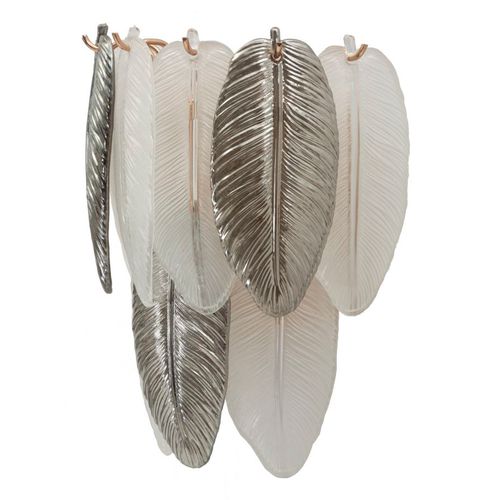 Applique Murale 24x15x29 Cm En Verre Et Métal Avec Feuillage Lumineux Multicolore Style Glam