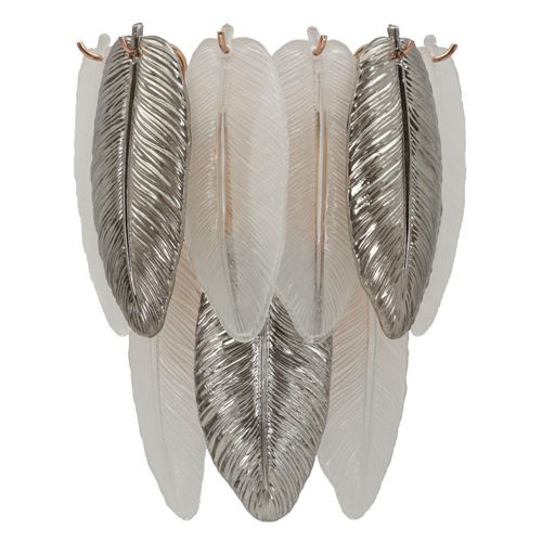 Applique Murale 24x15x29 Cm En Verre Et Métal Avec Feuillage Lumineux Multicolore Style Glam