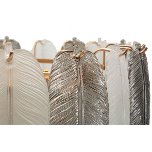 Plafonnier 60x40-87 Cm En Verre Et Métal Avec Design Floral Multicolore Style Glam