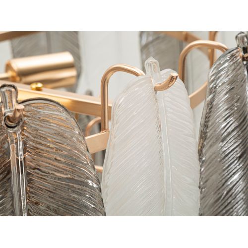 Plafonnier 60x40-87 Cm En Verre Et Métal Avec Design Floral Multicolore Style Glam