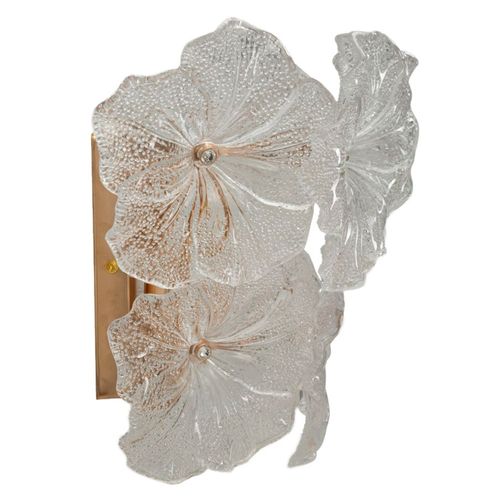 Applique Murale 33x17x28 Cm En Verre Et Métal Multicolore Style Glam Avec Effet Feuilles Légères