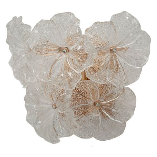 Applique Murale 33x17x28 Cm En Verre Et Métal Multicolore Style Glam Avec Effet Feuilles Légères