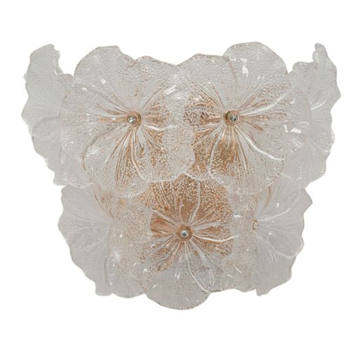 Applique Murale 33x17x28 Cm En Verre Et Métal Multicolore Style Glam Avec Effet Feuilles Légères