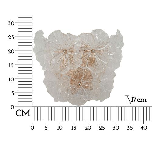 Applique Murale 33x17x28 Cm En Verre Et Métal Multicolore Style Glam Avec Effet Feuilles Légères