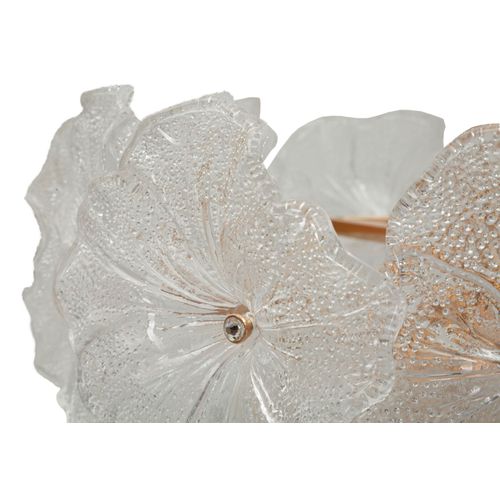 Suspension Plafonnier Ø 47x30-73 Cm En Verre Et Métal Multicolore Style Glam Effet Pétales