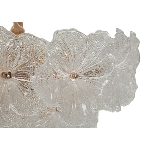 Suspension Plafonnier Ø 47x30-73 Cm En Verre Et Métal Multicolore Style Glam Effet Pétales