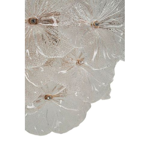 Suspension Plafonnier Ø 47x30-73 Cm En Verre Et Métal Multicolore Style Glam Effet Pétales