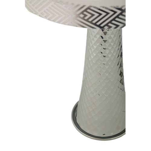 Lampe De Table Tower Argentée 30x30x54 Cm En Métal Et Abat-jour Blanc Style Glam