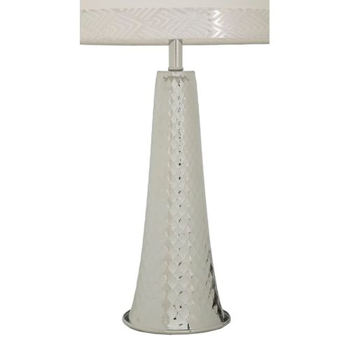 Lampe De Table Tower Argentée 30x30x54 Cm En Métal Et Abat-jour Blanc Style Glam