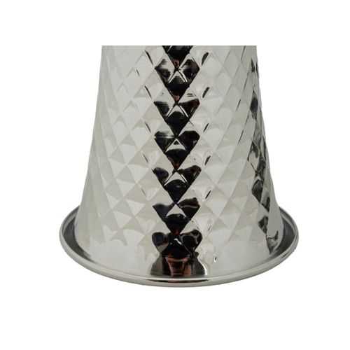 Lampe De Table Tower Argentée 30x30x54 Cm En Métal Et Abat-jour Blanc Style Glam