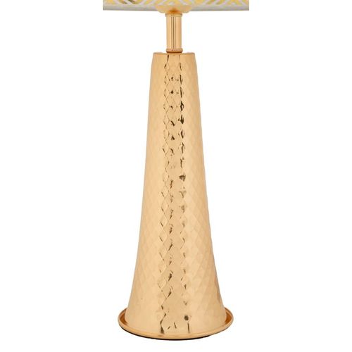Lampe De Table Tower Dorée Ø30x54 Cm En Métal Et Abat-jour Blanc Style Glam