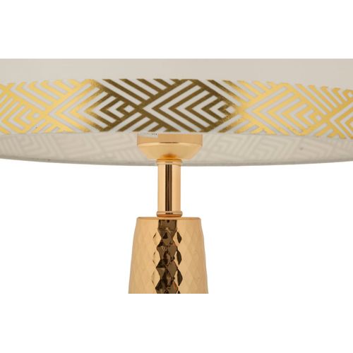 Lampe De Table Tower Dorée Ø30x54 Cm En Métal Et Abat-jour Blanc Style Glam