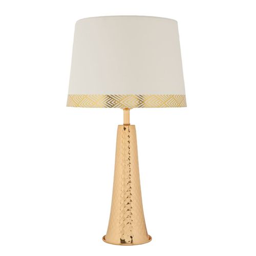 Lampe De Table Tower Dorée Ø30x54 Cm En Métal Et Abat-jour Blanc Style Glam