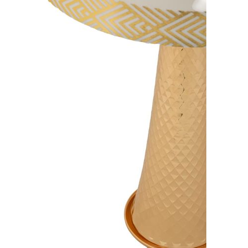 Lampe De Table Tower Dorée Ø30x54 Cm En Métal Et Abat-jour Blanc Style Glam