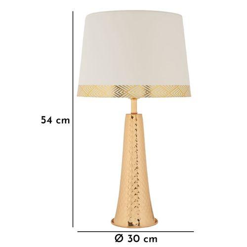 Lampe De Table Tower Dorée Ø30x54 Cm En Métal Et Abat-jour Blanc Style Glam