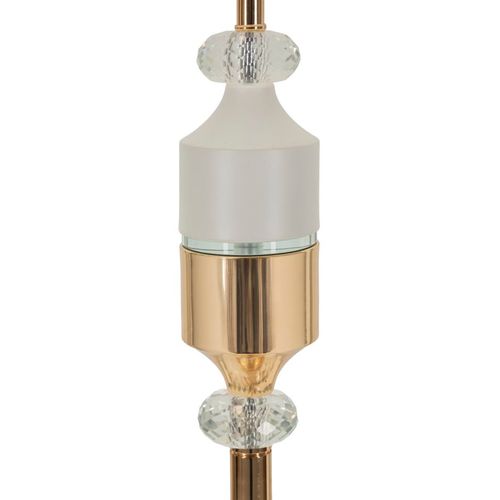 Lampadaire Ø40x160 Cm En Métal Doré Et Abat-jour Blanc Style Glam