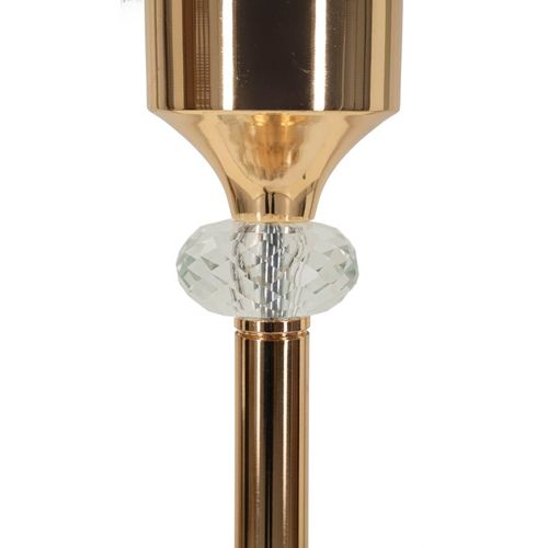 Lampadaire Ø40x160 Cm En Métal Doré Et Abat-jour Blanc Style Glam