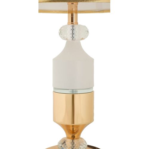 Lampe De Table Ø30x52 Cm En Métal Doré Et Abat-jour Blanc Style Glam