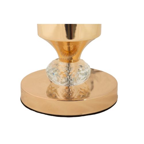 Lampe De Table Ø30x52 Cm En Métal Doré Et Abat-jour Blanc Style Glam