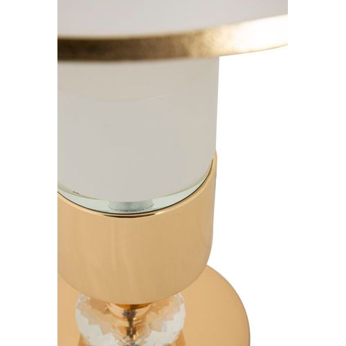 Lampe De Table Ø30x52 Cm En Métal Doré Et Abat-jour Blanc Style Glam