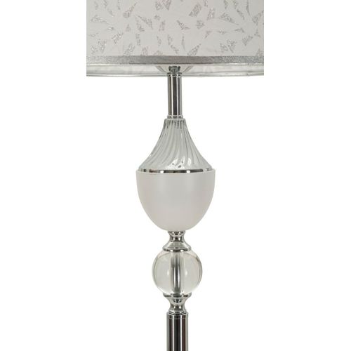 Lampadaire Ø40x158 Cm En Métal Argenté Et Abat-jour Blanc Style Glam