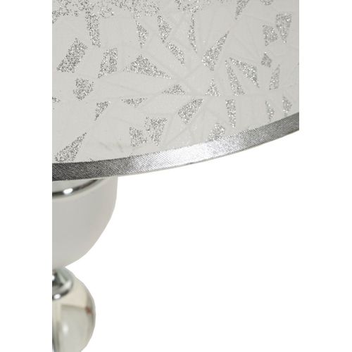 Lampadaire Ø40x158 Cm En Métal Argenté Et Abat-jour Blanc Style Glam