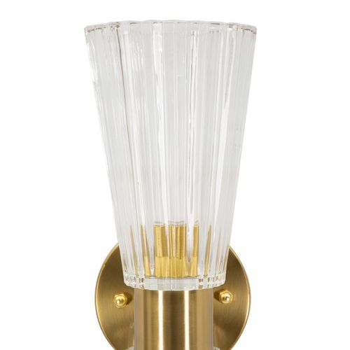 Applique Murale Contemporaine 16x11x40 Cm En Métal Doré Et Verre Transparent Style Glam