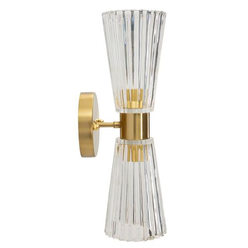 Applique Murale Contemporaine 16x11x40 Cm En Métal Doré Et Verre Transparent Style Glam