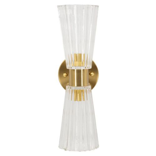 Applique Murale Contemporaine 16x11x40 Cm En Métal Doré Et Verre Transparent Style Glam