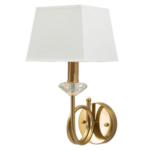 Applique Murale Élégante 18x24x40 Cm Métal Doré Verre Et Tissu Style Glam