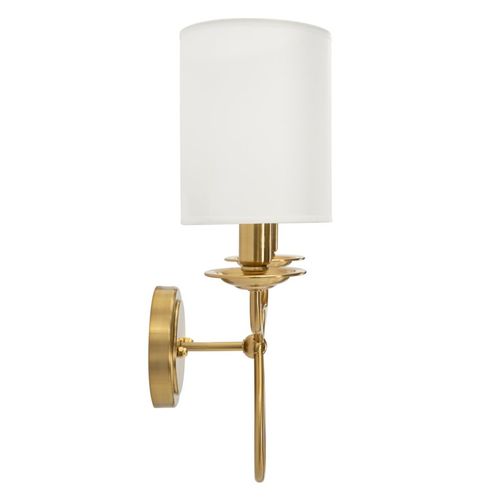 Applique Murale 35,5x17x43 Cm Design Symétrique Métal Doré Tissu Blanc Style Glam