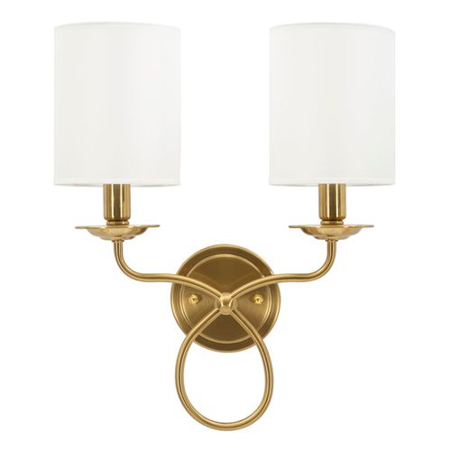 Applique Murale 35,5x17x43 Cm Design Symétrique Métal Doré Tissu Blanc Style Glam