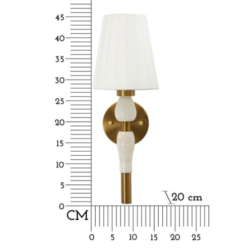 Applique Murale 16x20x46 Cm Design Classique Doré Tissu Blanc Style Glam