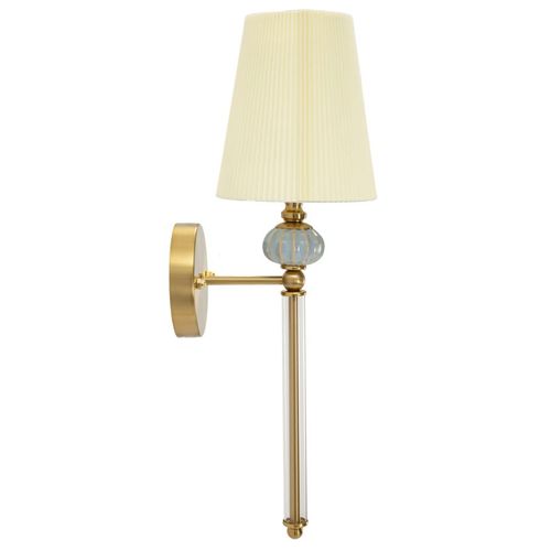 Applique Murale 17x22x57 Cm Design Glam Doré Abat-jour Plissé Blanc