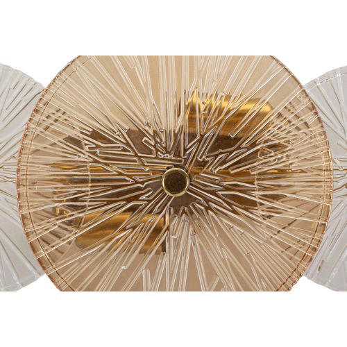 Applique Murale 42x8x20 Cm Style Oriental Métal Doré Et Verre Travaillé