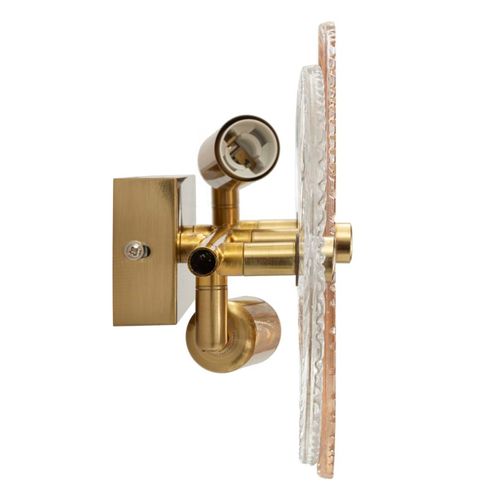 Applique Murale 42x8x20 Cm Style Oriental Métal Doré Et Verre Travaillé