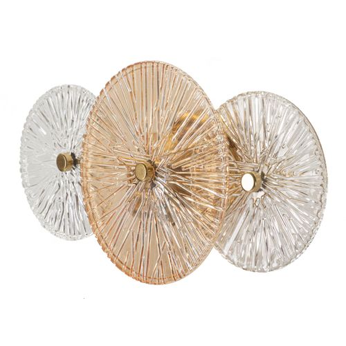 Applique Murale 42x8x20 Cm Style Oriental Métal Doré Et Verre Travaillé