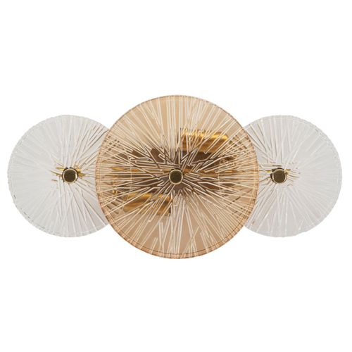 Applique Murale 42x8x20 Cm Style Oriental Métal Doré Et Verre Travaillé