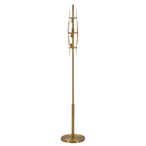 Lampadaire 30x30x164 Cm Design Oriental Métal Doré Et Verre Contemporain
